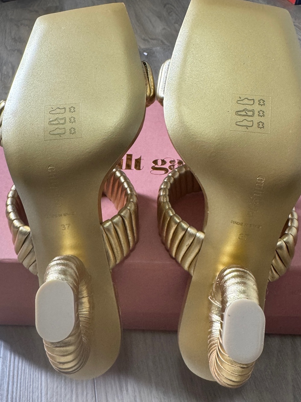 New Cult Gaia Valence Metallic Gold Wrapped O-Ring Heel Sandals Size 37 US 7 - Picture 6 of 12
